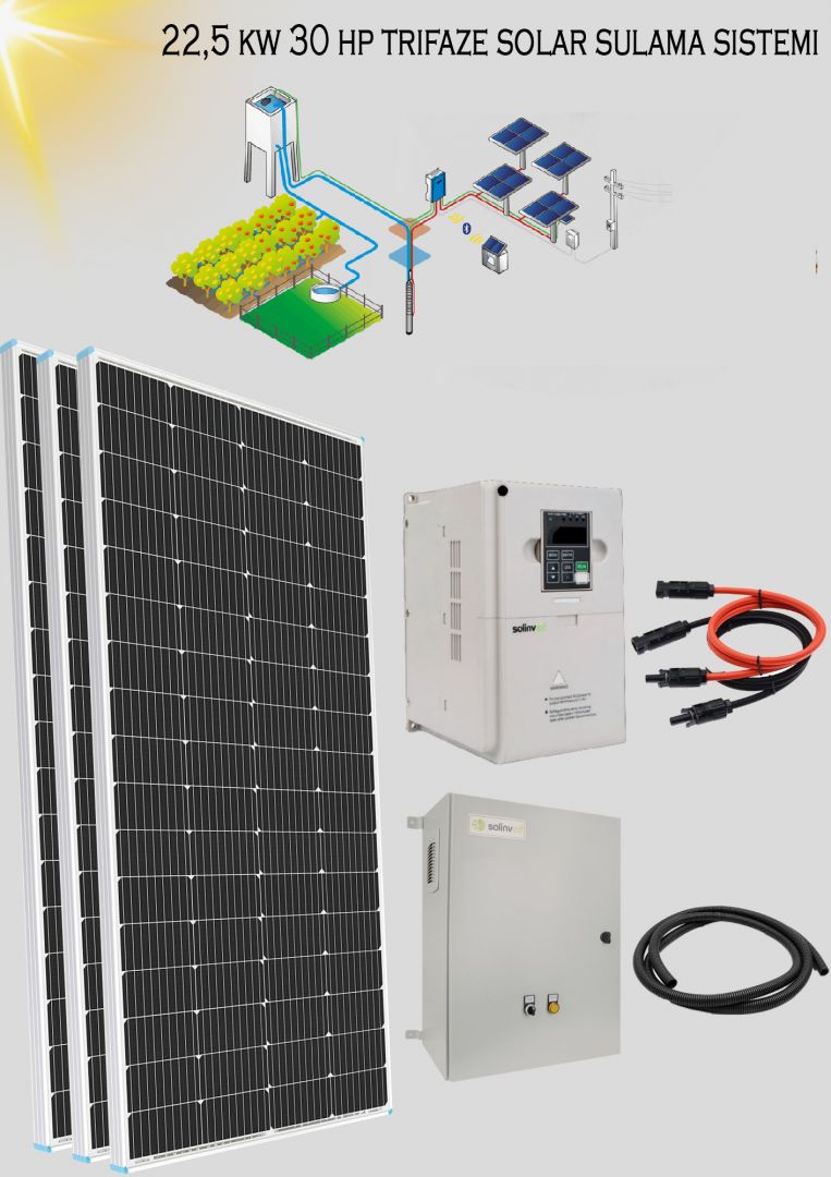 22,5 KW, 30 HP TRİFAZE SOLAR SULAMA SİSTEMİ